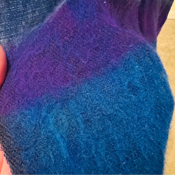 ⭐️ Blue and Purple Striped Shawl no tag possible Alpaca - Picture 5 of 7